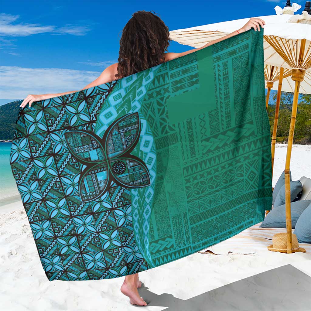 Samoan Pacific Tribal Flower Geometric Art Tattoos Sarong Siapo Pattern Turquoise Tide - Polynesian Pride