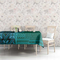Samoan Pacific Tribal Flower Geometric Art Tattoos Tablecloth Siapo Pattern Turquoise Tide - Polynesian Pride