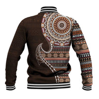 Fijian Masi Tribal Tattoos Art Pattern Baseball Jacket Brown Color Half Style - Polynesian Pride