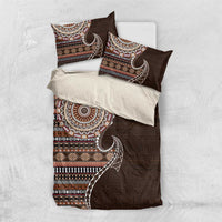 Fijian Masi Tribal Tattoos Art Pattern Bedding Set Brown Color Half Style - Polynesian Pride