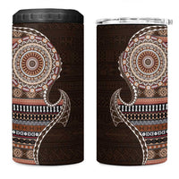 Fijian Masi Tribal Tattoos Art Pattern 4 in 1 Can Cooler Tumbler Brown Color Half Style - Polynesian Pride