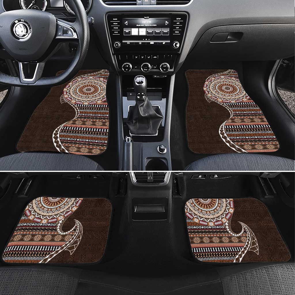 Fijian Masi Tribal Tattoos Art Pattern Car Mats Brown Color Half Style LT03 Set 4pcs Brown - Polynesian Pride