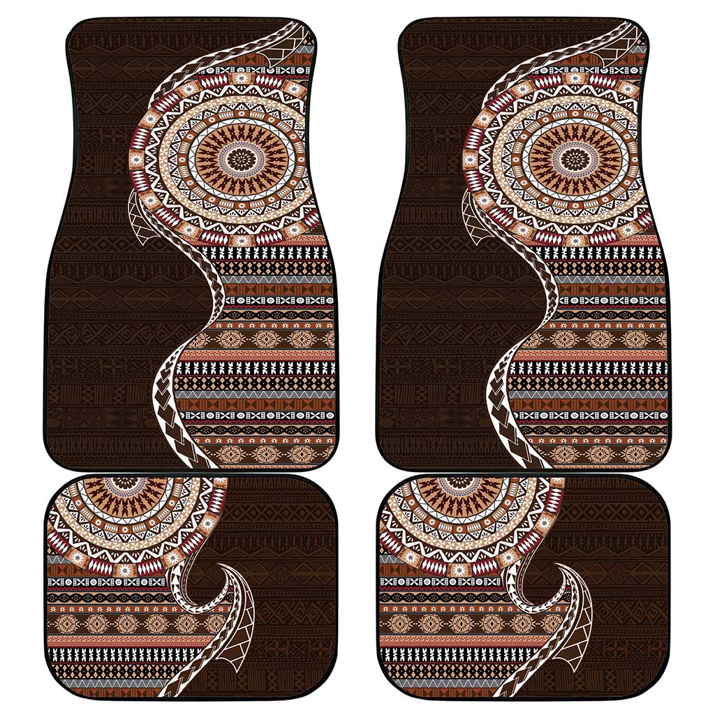 Fijian Masi Tribal Tattoos Art Pattern Car Mats Brown Color Half Style LT03 - Polynesian Pride
