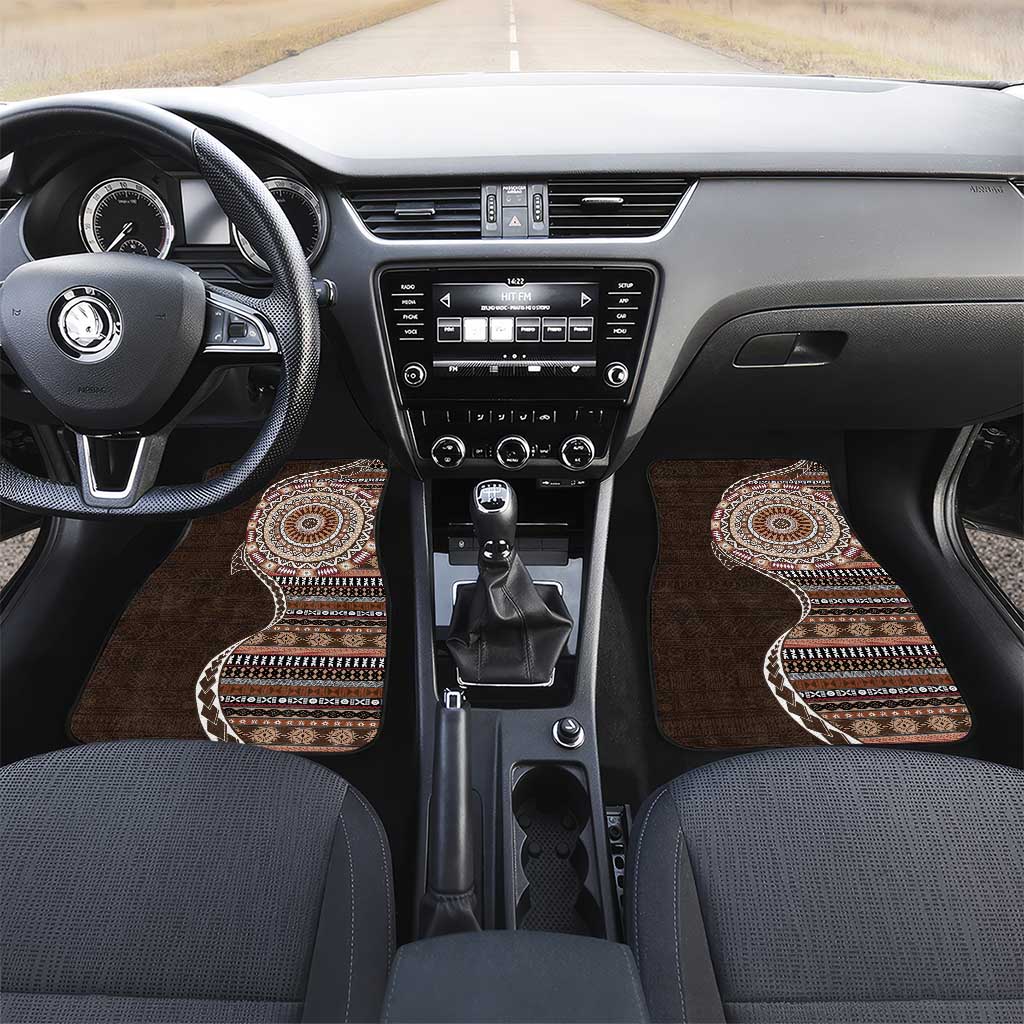 Fijian Masi Tribal Tattoos Art Pattern Car Mats Brown Color Half Style LT03 Set 2pcs - Front Brown - Polynesian Pride