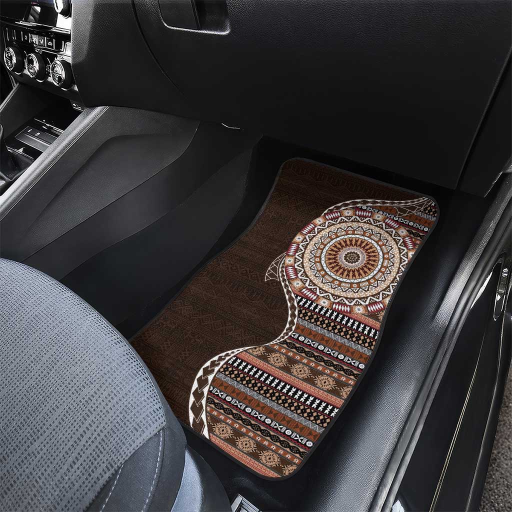 Fijian Masi Tribal Tattoos Art Pattern Car Mats Brown Color Half Style LT03 - Polynesian Pride