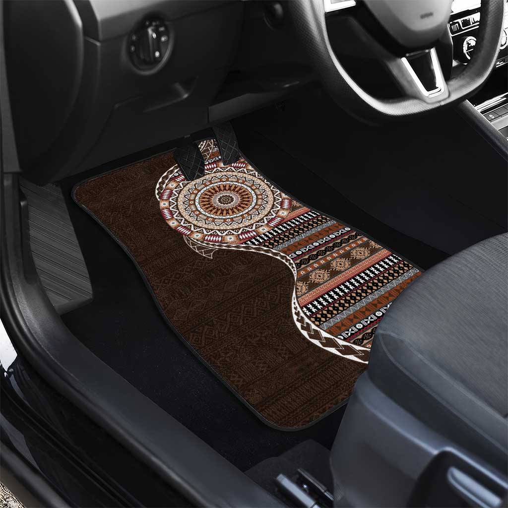 Fijian Masi Tribal Tattoos Art Pattern Car Mats Brown Color Half Style LT03 - Polynesian Pride