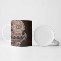 Fijian Masi Tribal Tattoos Art Pattern Ceramic Mug Brown Color Half Style - Polynesian Pride