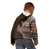 Fijian Masi Tribal Tattoos Art Pattern Kid Hoodie Brown Color Half Style - Polynesian Pride