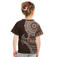 Fijian Masi Tribal Tattoos Art Pattern Kid T Shirt Brown Color Half Style - Polynesian Pride