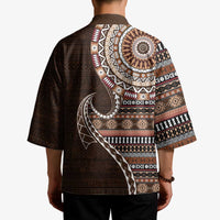 Fijian Masi Tribal Tattoos Art Pattern Kimono Brown Color Half Style - Polynesian Pride