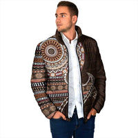 Fijian Masi Tribal Tattoos Art Pattern Padded Jacket Brown Color Half Style - Polynesian Pride
