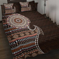 Fijian Masi Tribal Tattoos Art Pattern Quilt Bed Set Brown Color Half Style - Polynesian Pride