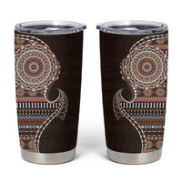 Fijian Masi Tribal Tattoos Art Pattern Tumbler Cup Brown Color Half Style - Polynesian Pride