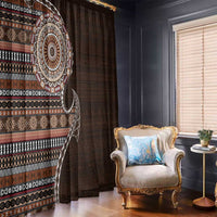 Fijian Masi Tribal Tattoos Art Pattern Window Curtain Brown Color Half Style LT03 - Polynesian Pride