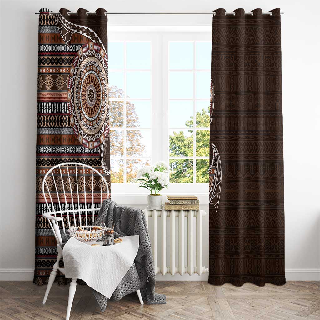 Fijian Masi Tribal Tattoos Art Pattern Window Curtain Brown Color Half Style LT03 - Polynesian Pride