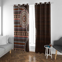 Fijian Masi Tribal Tattoos Art Pattern Window Curtain Brown Color Half Style LT03 With Grommets Brown - Polynesian Pride