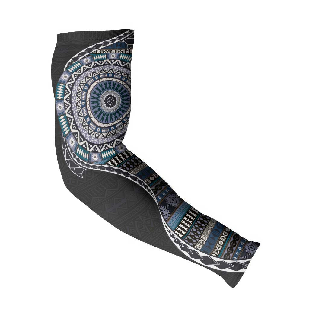 Fijian Masi Tribal Tattoos Art Pattern Arm Sleeves Navy Color Half Style - Polynesian Pride