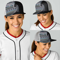 Fijian Masi Tribal Tattoos Art Pattern Baseball Net Cap Navy Color Half Style - Polynesian Pride