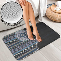 Fijian Masi Tribal Tattoos Art Pattern Bathroom Set Navy Color Half Style - Polynesian Pride