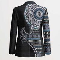 Fijian Masi Tribal Tattoos Art Pattern Blazer Navy Color Half Style LT03 - Polynesian Pride