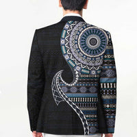 Fijian Masi Tribal Tattoos Art Pattern Blazer Navy Color Half Style LT03 - Polynesian Pride