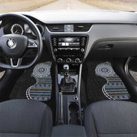 Fijian Masi Tribal Tattoos Art Pattern Car Mats Navy Color Half Style LT03 Set 2pcs - Front Navy - Polynesian Pride