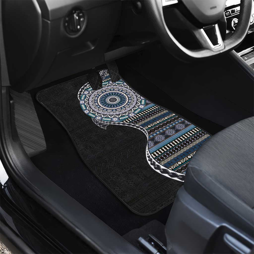 Fijian Masi Tribal Tattoos Art Pattern Car Mats Navy Color Half Style LT03 - Polynesian Pride