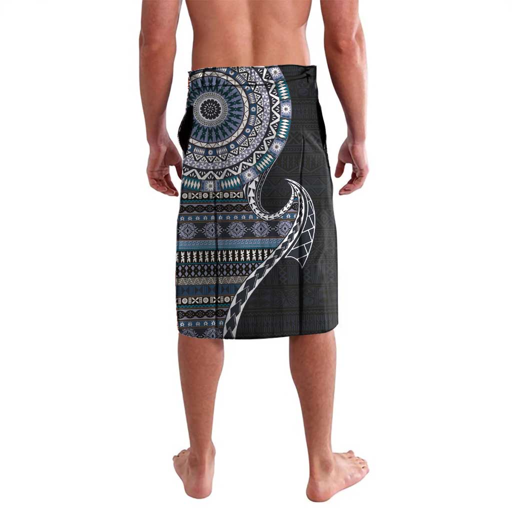 Fijian Masi Tribal Tattoos Art Pattern Lavalava Navy Color Half Style - Polynesian Pride