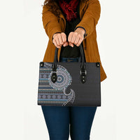 Fijian Masi Tribal Tattoos Art Pattern Leather Bag Navy Color Half Style - Polynesian Pride