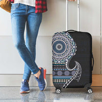 Fijian Masi Tribal Tattoos Art Pattern Luggage Cover Navy Color Half Style - Polynesian Pride