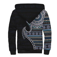 Fijian Masi Tribal Tattoos Art Pattern Sherpa Hoodie Navy Color Half Style LT03 - Polynesian Pride