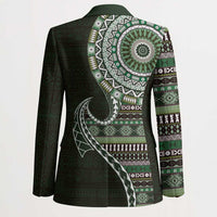 Fijian Masi Tribal Tattoos Art Pattern Blazer Green Color Half Style LT03 - Polynesian Pride