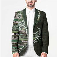Fijian Masi Tribal Tattoos Art Pattern Blazer Green Color Half Style LT03 - Polynesian Pride
