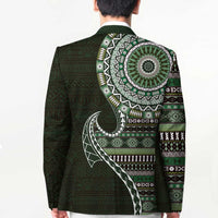 Fijian Masi Tribal Tattoos Art Pattern Blazer Green Color Half Style LT03 - Polynesian Pride