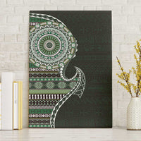 Fijian Masi Tribal Tattoos Art Pattern Canvas Wall Art Green Color Half Style - Polynesian Pride