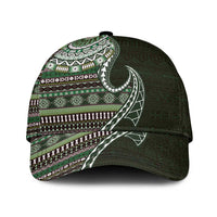 Fijian Masi Tribal Tattoos Art Pattern Classic Cap Green Color Half Style - Polynesian Pride