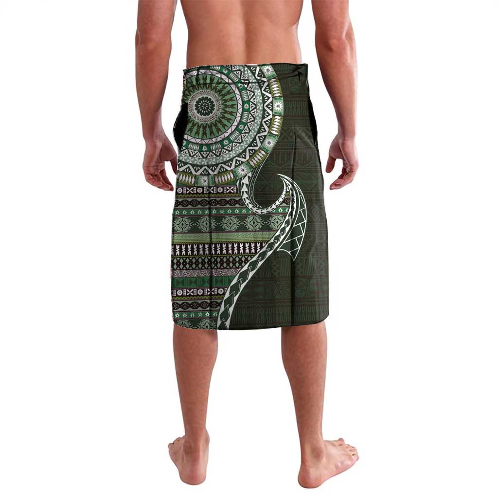 Fijian Masi Tribal Tattoos Art Pattern Lavalava Green Color Half Style - Polynesian Pride