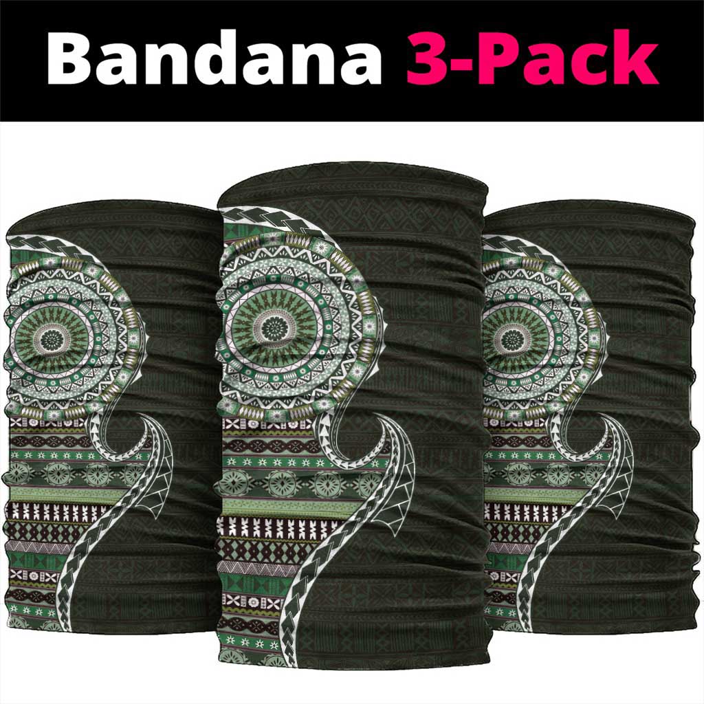 Fijian Masi Tribal Tattoos Art Pattern Neck Gaiter Green Color Half Style LT03