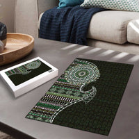 Fijian Masi Tribal Tattoos Art Pattern Puzzle Green Color Half Style - Polynesian Pride