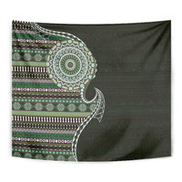 Fijian Masi Tribal Tattoos Art Pattern Tapestry Green Color Half Style - Polynesian Pride