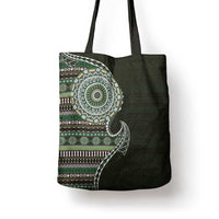 Fijian Masi Tribal Tattoos Art Pattern Tote Bag Green Color Half Style LT03 - Polynesian Pride