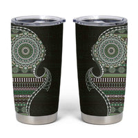 Fijian Masi Tribal Tattoos Art Pattern Tumbler Cup Green Color Half Style - Polynesian Pride