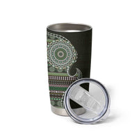 Fijian Masi Tribal Tattoos Art Pattern Tumbler Cup Green Color Half Style - Polynesian Pride