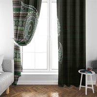 Fijian Masi Tribal Tattoos Art Pattern Window Curtain Green Color Half Style LT03 - Polynesian Pride