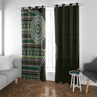 Fijian Masi Tribal Tattoos Art Pattern Window Curtain Green Color Half Style LT03 With Grommets Green - Polynesian Pride