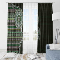 Fijian Masi Tribal Tattoos Art Pattern Window Curtain Green Color Half Style LT03 - Polynesian Pride