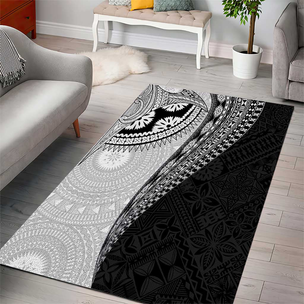 Fijian Masi Tattoos Area Rug with Tapa Tribal Pattern LT03 - Polynesian Pride