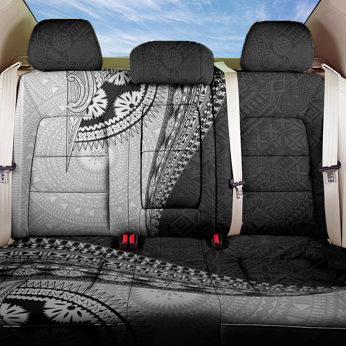 Fijian Masi Tattoos Back Car Seat Cover with Tapa Tribal Pattern - Polynesian Pride