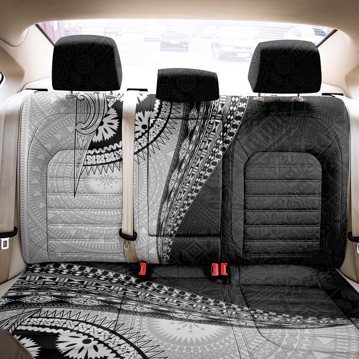 Fijian Masi Tattoos Back Car Seat Cover with Tapa Tribal Pattern - Polynesian Pride