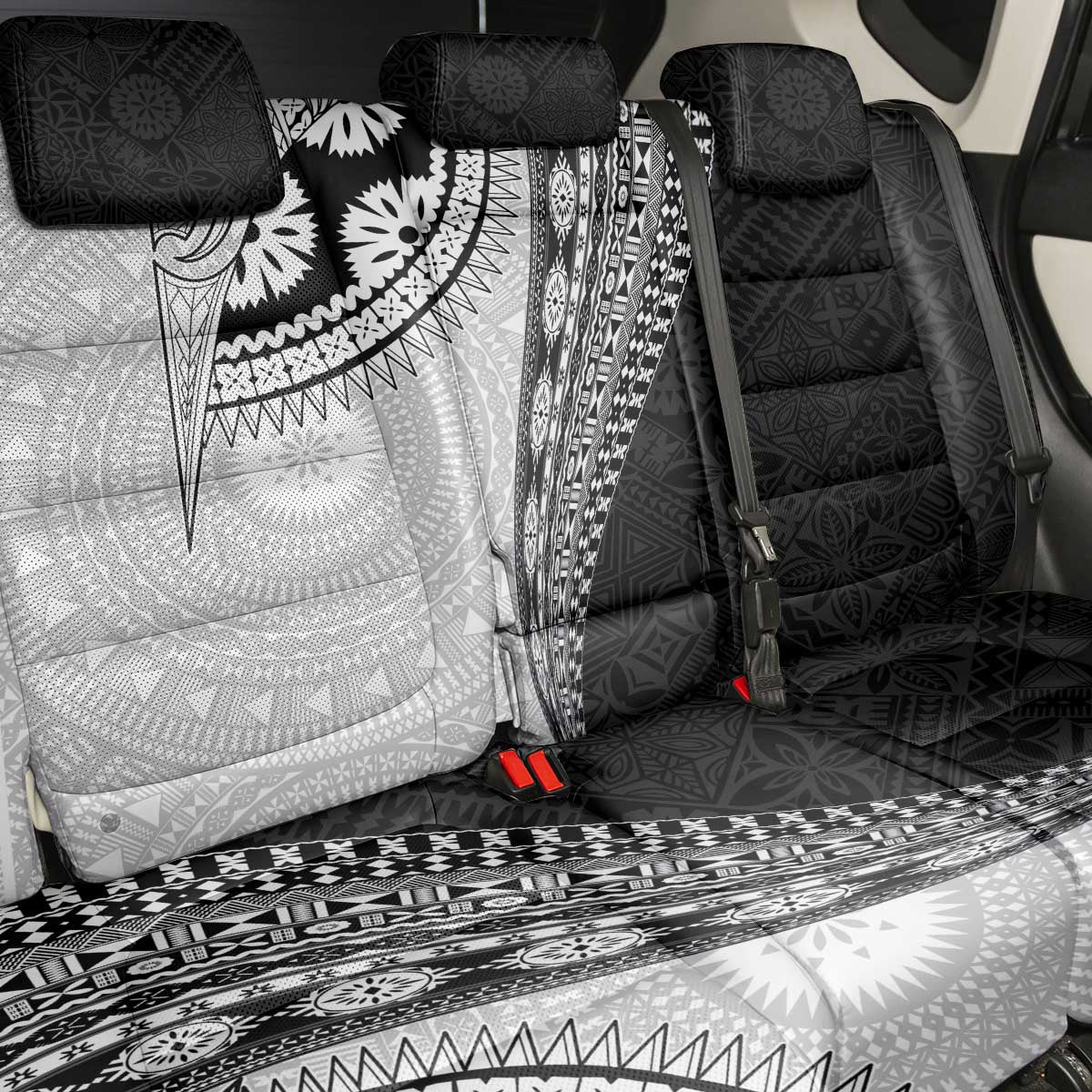 Fijian Masi Tattoos Back Car Seat Cover with Tapa Tribal Pattern - Polynesian Pride